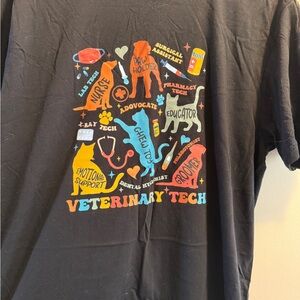 Veterinary Tech Graphic T-Shirt - Black with Colorful Print